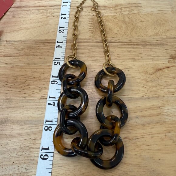 J. Crew Tortoise Acrylic Circular Link Necklace With Gold-Tone Hardware - Picture 6 of 6